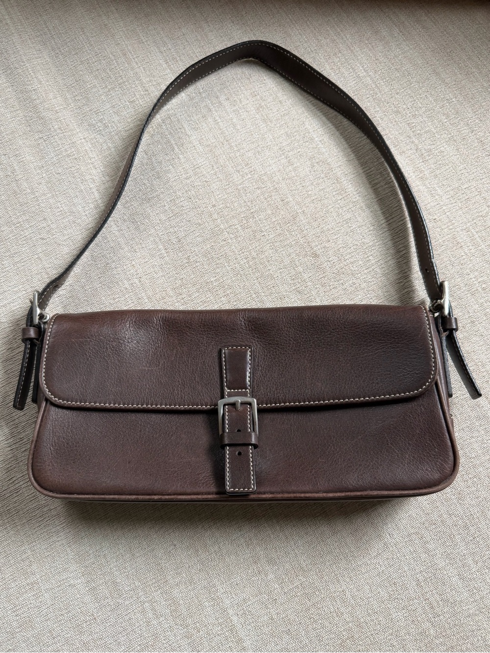 Vintage Y2K COACH Hamptons East West Dark Brown Baguette Bag.